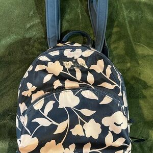 Kate Spade Karissa Garden Vine Backpack Navy Blue Blush Pink Floral Nylon